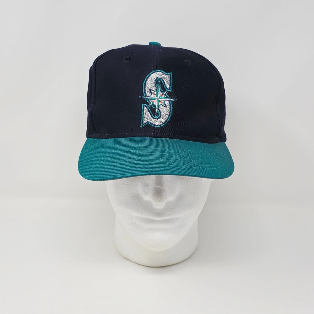 Vtg‎ Logo 7 Seattle Mariners Fiber Optic Light Up Snapback Hat Cap Navy Teal MLB